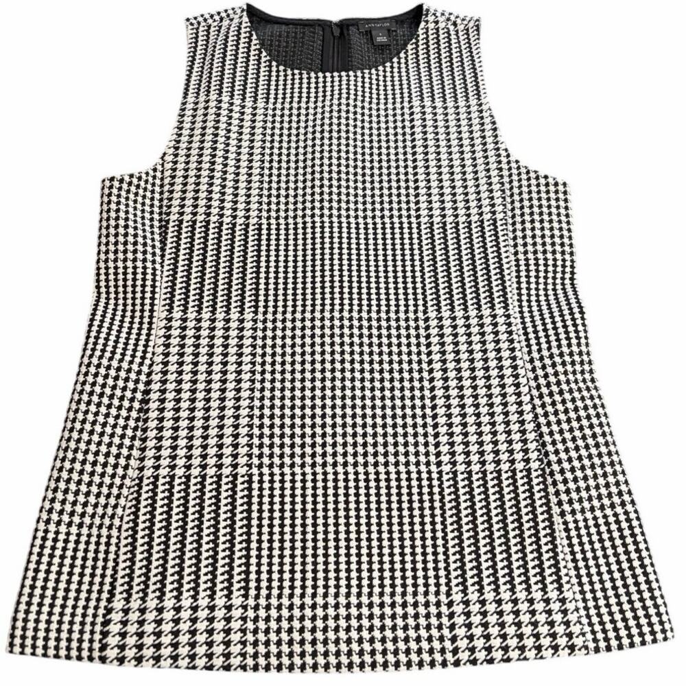 Ann Taylor Black and White Houndstooth Sleeveless Top Size S